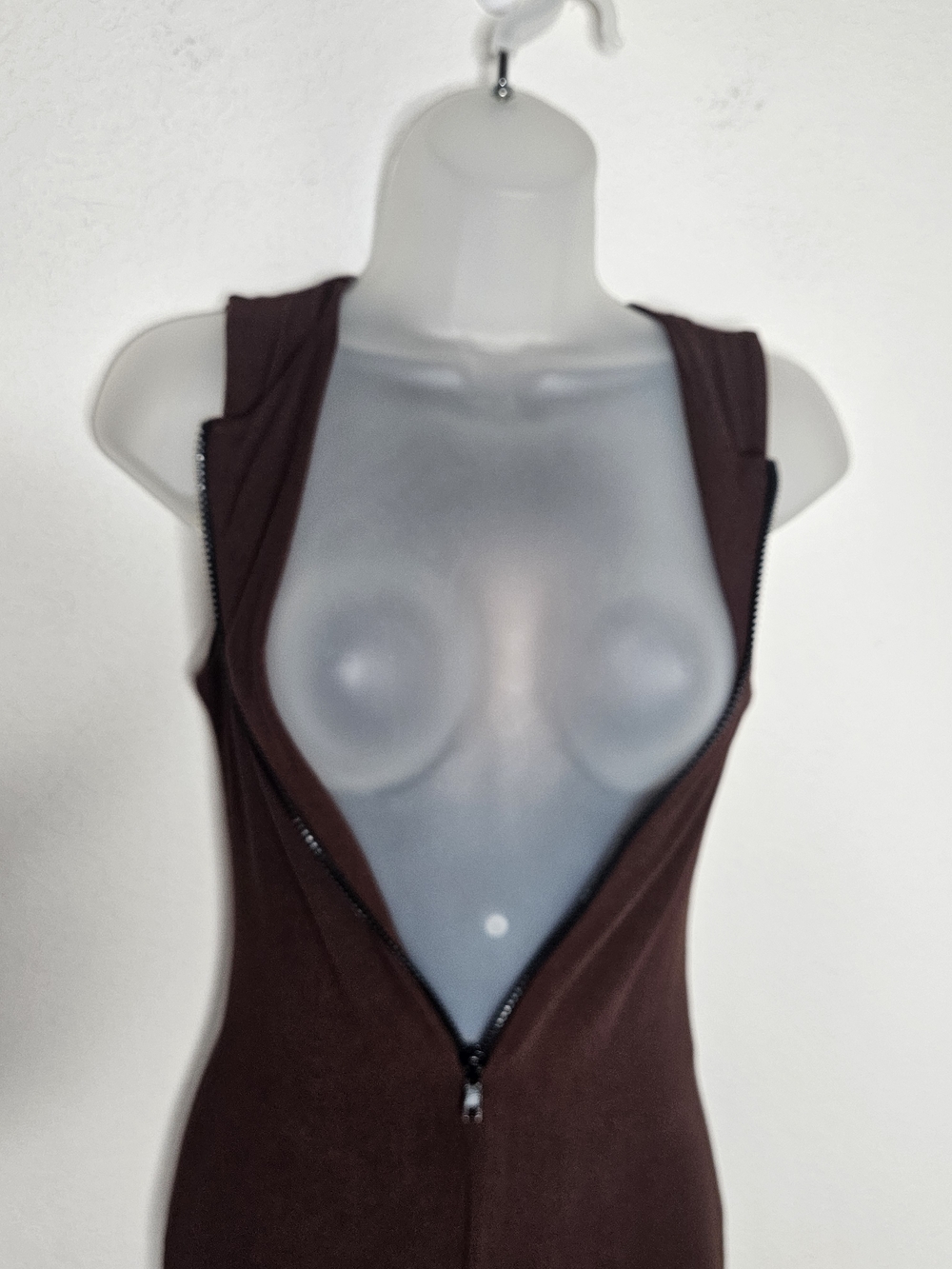 Naked Wardrobe Baby Mama Brown Sleeveless Zip Front Jumpsuit Maternity Nursing S - Picture 6 of 9